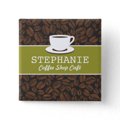 Coffee Shop  on Coffee Caf   Shop Custom Employee Name Badge Buttons From Zazzle Com