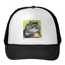 Coffee Cat (Vintage Image) Hats