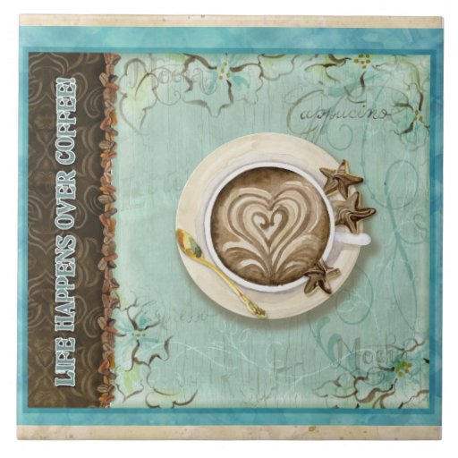 Coffee & Chocolate Cappuccino Heart Kitchen Decor Tile