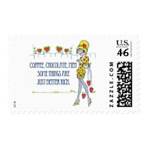 Coffee, chocolate, men postage stamp