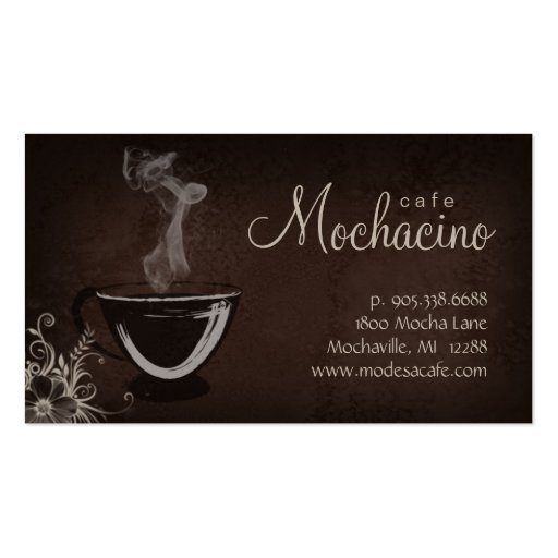 Coffee Club Business Card Brown with Flower (front side)