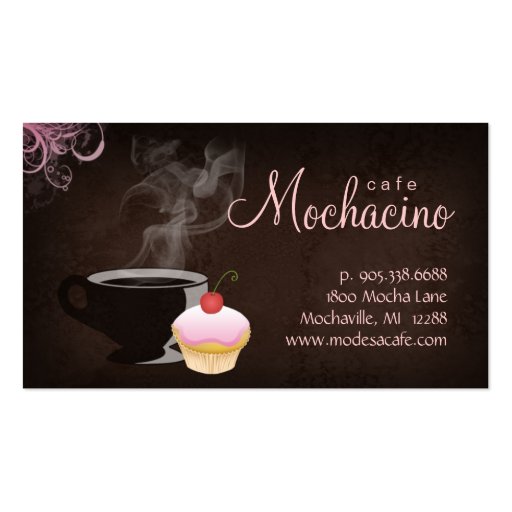 Coffee Club Business Card with muffin pink