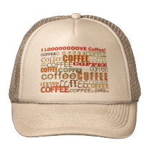 COFFEE Coffee COFFEE Multiple Words Design Mesh Hats