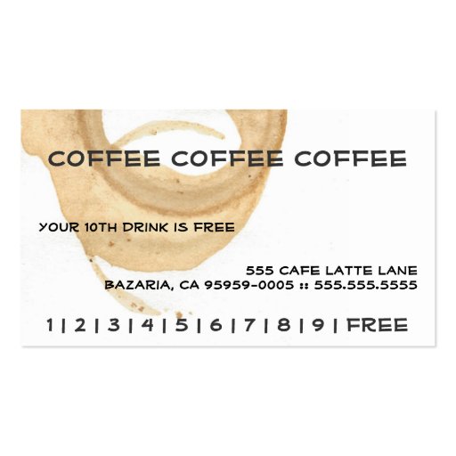 Coffee Coffee Coffee Punch Card Business Card Templates (front side)