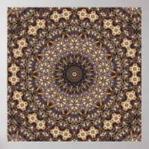 Coffee Color Brown Kaleidoscope Abstract Poster
