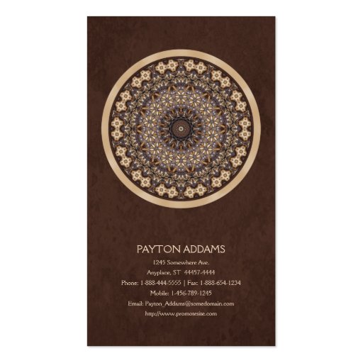 Coffee Colors Abstract Mandala Business Card (front side)