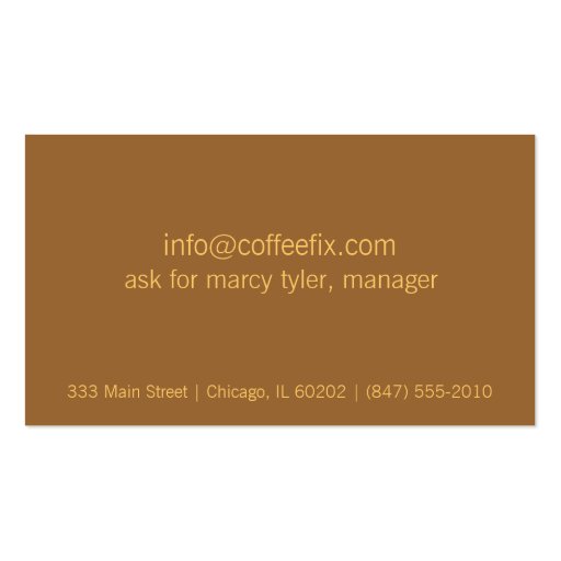 coffee cup and beans business card (back side)