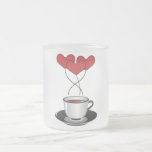 Coffee Cup Balloons Hearts Black Red White Brown Mugs