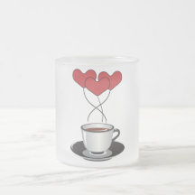 Coffee Cup Balloons Hearts Black Red White Brown Mugs