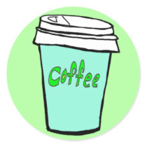 coffee cup blue sticker stickers