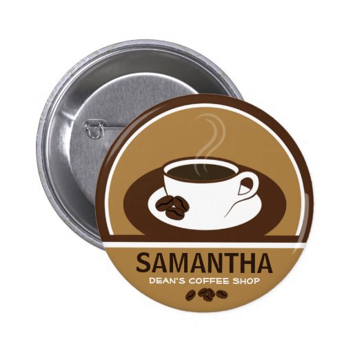Coffee Cup Coffee Shop Cafe Staff ID Name Tags Pins