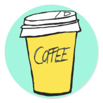 coffee cup orange/yellow sticker stickers