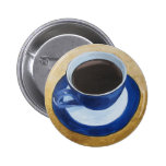 Coffee Cup Painting Button - Blue and Gold buttons