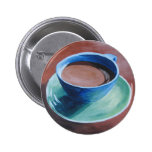Coffee Cup Painting Button - Green and Copper buttons