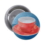 Coffee Cup Painting Button - Orange and Blue buttons