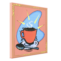 Coffee - Cup, Saucer, Spoon  Design Wrapped Canvas Canvas Print