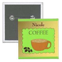 Coffee Cup Staff Name Tag Pin
