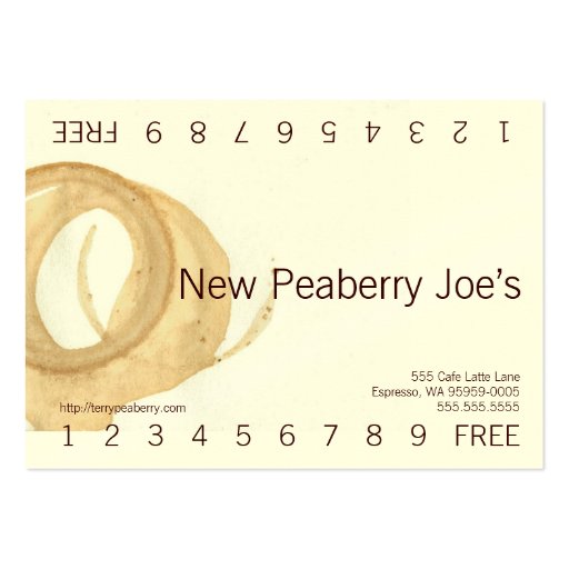 Coffee Cup Stain Loyalty Punch Card Business Cards (front side)