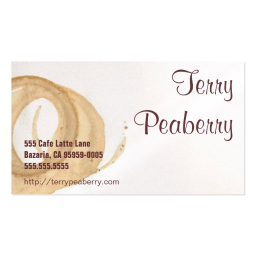 Coffee Cup Stain Murray Business Card Templates (front side)