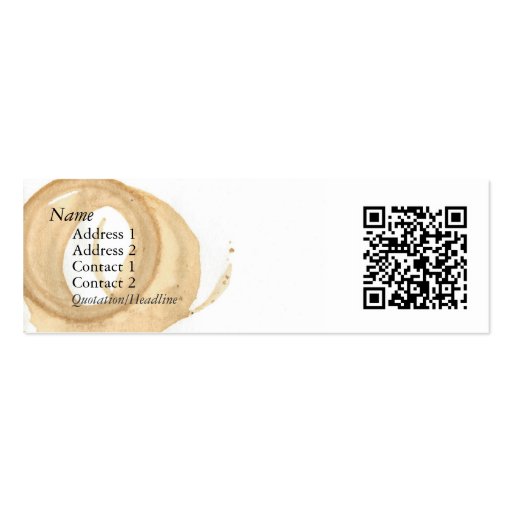 Coffee Cup Stain w/ QR Code Business Card Templates