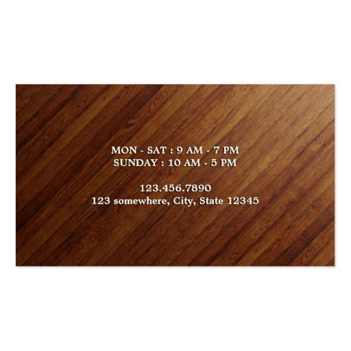 Coffee Cup Wood Background Coffee Business Card (back side)