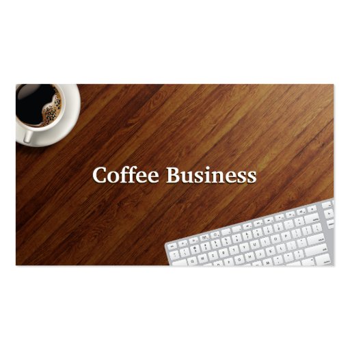 Coffee Cup Wood Background Coffee Business Card (front side)