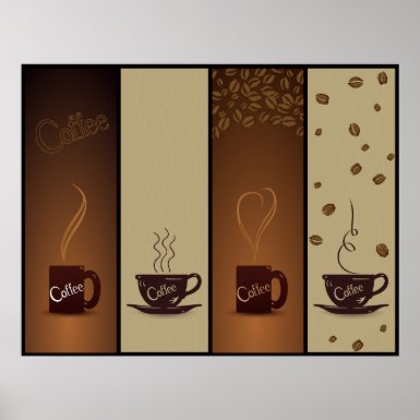 Coffee Cups & Beans - Various sizes available print