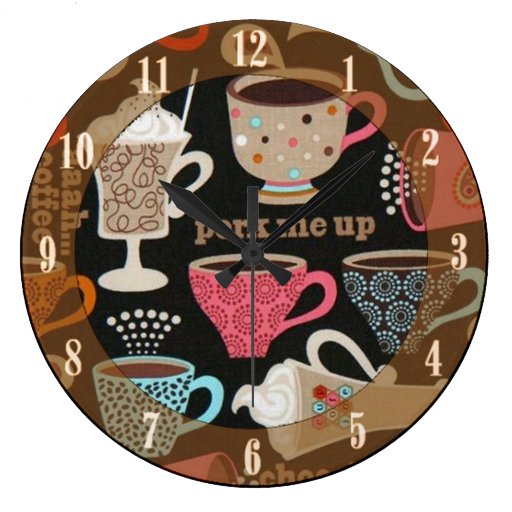 Coffee Cups Cafe Wall Clock Zazzle