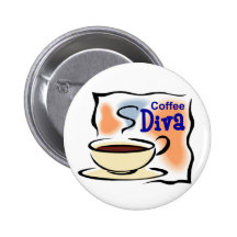 Coffee Diva Pinback Buttons