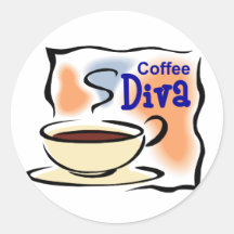 Coffee Diva Round Stickers