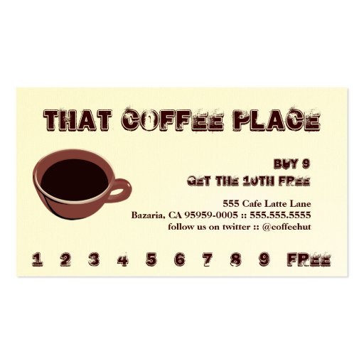 Coffee Drink Punch Card Business Card