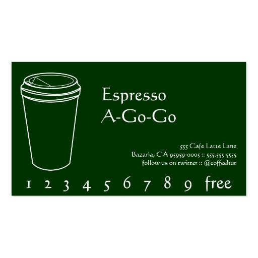 Coffee Drink Punch / Loyalty Card Business Card (front side)