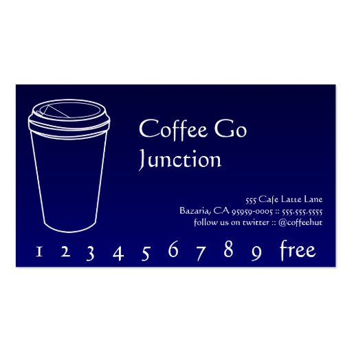 Coffee Drink Punch / Loyalty Card Gradient Blue Business Cards