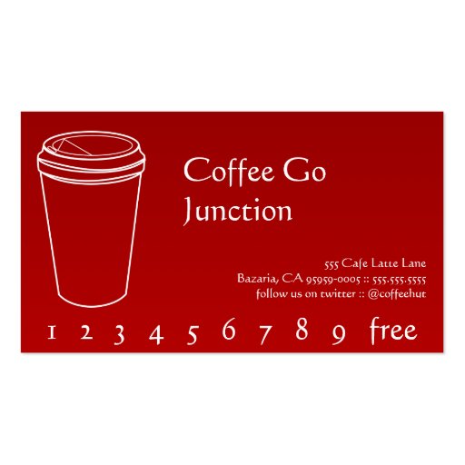 Coffee Drink Punch / Loyalty Card Gradient Blue Business Card Template