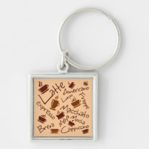 Coffee Drinks Collage Keychain