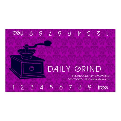 Coffee Grinder / Loyalty Punch Business Card Templates (front side)