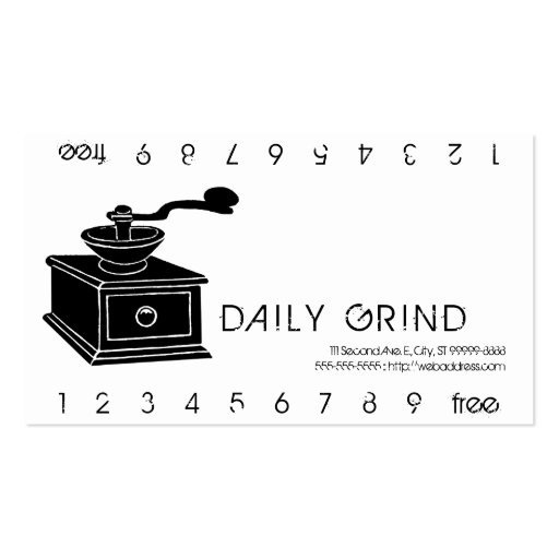 Coffee Grinder / Loyalty Punch Business Card (front side)