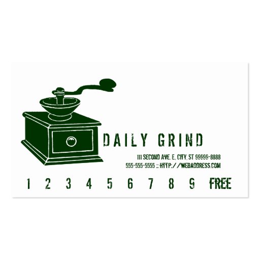 Coffee Grinder / Loyalty Punch Business Cards