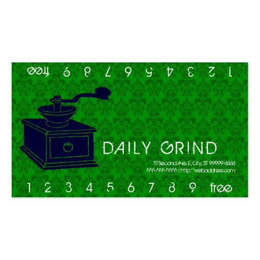 Coffee Grinder / Loyalty Punch Business Cards (front side)