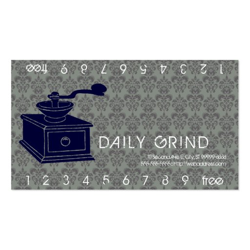 Coffee Grinder / Loyalty Punch Business Cards (front side)