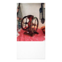 Coffee Grinder on Red Tablecloth Photo Cards