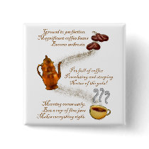Coffee Haiku Pin buttons by TulsaTees Coffee Haiku Pin buttons