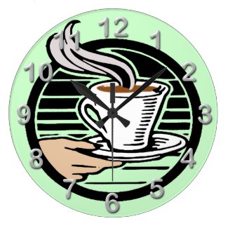 Coffee - Hand, Cup Round Wall Clock