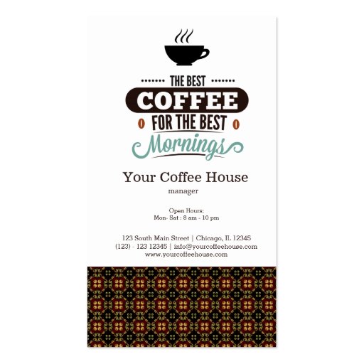 Coffee house business card template