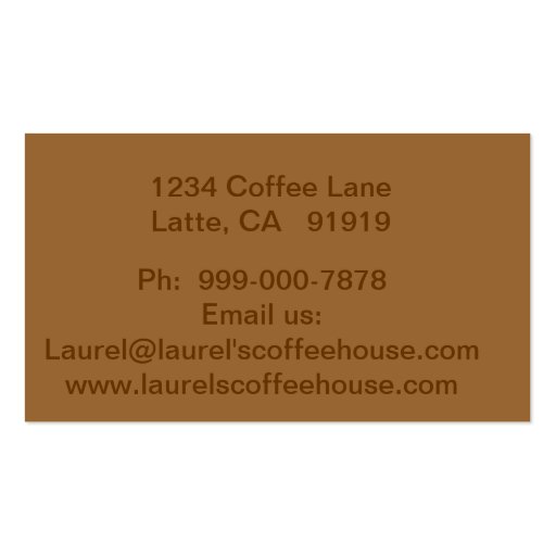Coffee House Business Cards (back side)