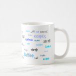Coffee in different languages - blue coffee mug