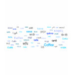 Coffee in different languages - blue tee shirt