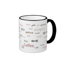 Coffee in different languages (brown) coffee mugs