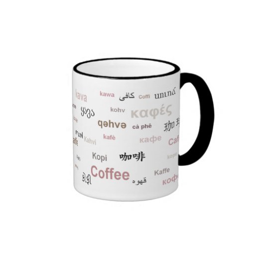 Coffee in different languages (brown) coffee mugs