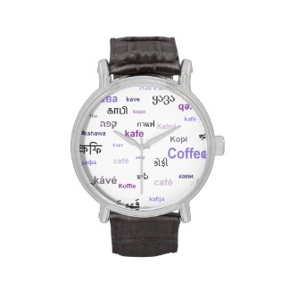 Coffee in different languages - purple watches